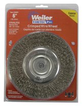 Crimped Wire Wheel, 6" D, .014 Stainless Steel, 6,000 RPM, Retail Pk 804-36001