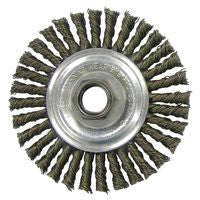 Wolverine Knot Wire Wheel, Stringer Bead Twist, 4 in dia x 3/16 in W Face, 5/8 in-11 UNC, 0.020 in Steel Wire, 20000 RPM 804-36218