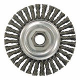 Wolverine Knot Wire Wheel, Stringer Bead Twist, 4 in dia x 3/16 in W Face, 5/8 in-11 UNC, 0.020 in SS Wire, 20000 RPM 804-36219