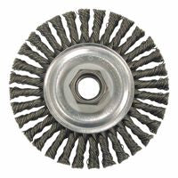 Wolverine Knot Wire Wheel, Stringer Bead Twist, 4 in dia x 3/16 in W Face, 5/8 in-11 UNC, 0.020 in SS Wire, 20000 RPM 804-36219