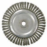 Wolverine Knot Wire Wheel, Stringer Bead Twist, 6 in dia x 1/4 in W Face, 5/8 in-11 UNC, 0.020 in Steel Wire, 12500 RPM 804-36225