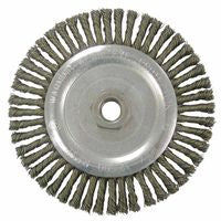 Wolverine Knot Wire Wheel, Stringer Bead Twist, 6 in dia x 1/4 in W Face, 5/8 in-11 UNC, 0.020 in Steel Wire, 12500 RPM 804-36225