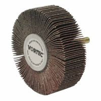 Wolverine Mounted Flap Wheel, Unthreaded, 1/4 in dia Stem x 3 in dia x 1 in W, 80 Grit, 23000 RPM 804-30727