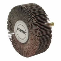 Wolverine Mounted Flap Wheel, Unthreaded, 1/4 in dia Stem x 3 in dia x 1 in W, 120 Grit, 23000 RPM 804-30728