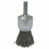 Vortec Pro Stem Mtd Crimped Wire End Brushes, Stainless, 1 in Dia, .006 Wire 804-36285