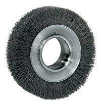 Wide-Face Crimped Wire Wheel, 6 in Dia. x 1 1/4 in W, 0.014 in Steel, 6,000 rpm 804-03070