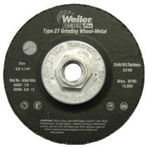 Wolverine Grinding Wheel, 4-1/2 in dia, 1/4 in Thick, 5/8 in - 11 UNC Arbor, 24 Grit 804-56455