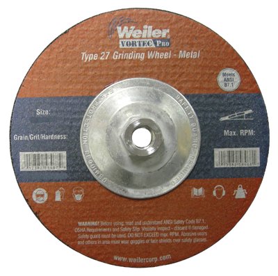 Wolverine Grinding Wheels, 9 in Dia, 1/4 in Thick, 5/8 in Arbor, 24 Grit, R 804-56470