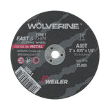 Wolverine Thin Cutting Wheel, 3 in Dia, 24 Grit, Aluminum Oxide 804-56064