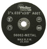 Wolverine Flat Type 1 Cutting Wheel, 3 in dia, 0.035 in Thick, 60 Grit, Aluminum Oxide 804-56062