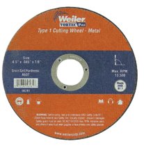 Wolverine AO Flat Type 1 Cutting Wheel, 4-1/2 in dia, 0.045 in Thick, 7/8 in Arbor, 60 Grit 804-56281