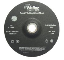 Wolverine Thin Cutting Wheel, 7 in Dia, .06 Thick, 7/8 Arbor, 60 Grit 804-56391