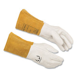 DEERSOsoft Deerskin/Split Cowhide MIG/TIG Welding Gloves, X-Large, Tan/White, Gauntlet Cuff 283-10-2304XL