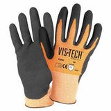 Vis-Tech Cut-Resistant Gloves with Nitrile Coated Palm, 2X-Large, Orange/Black 815-Y9296XXL