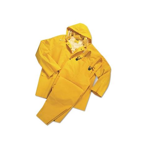 4035 3-Pc Rainsuit, Jacket/Hood/Overalls, 0.35 mm, PVC/Polyester, Yellow, X-Large 112-4035/XL