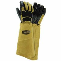 Stick Welding Gloves, Large, Tan/Black, Gauntlet, Heat Shield Inserts 813-9070/L