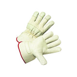 Leather Palm Gloves, X-Large, Grain Cowhide, Canvas, White 112-5000/XL