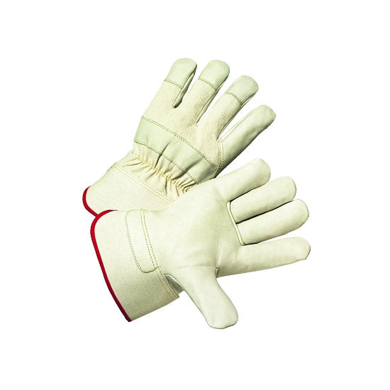 Leather Palm Gloves, X-Large, Grain Cowhide, Canvas, White 112-5000/XL