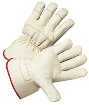 Leather Palm Gloves, Large, Cowhide, Duck Canvas, Gray, White 813-500-AAA/L