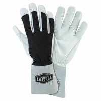 Nomex Tig Gloves, Nomex; Goat Leather; Kevlar Thread, Large, Black; White; Gray 813-9073/L