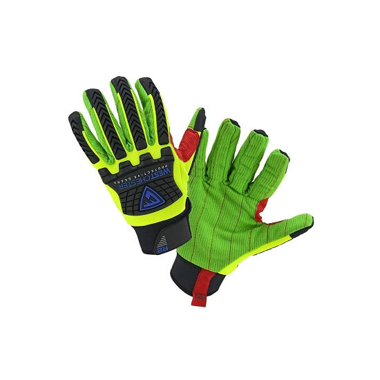 R2 Green Corded Palm Rigger Gloves, Cotton, TPR, Medium, Black/Green 112-87800/M