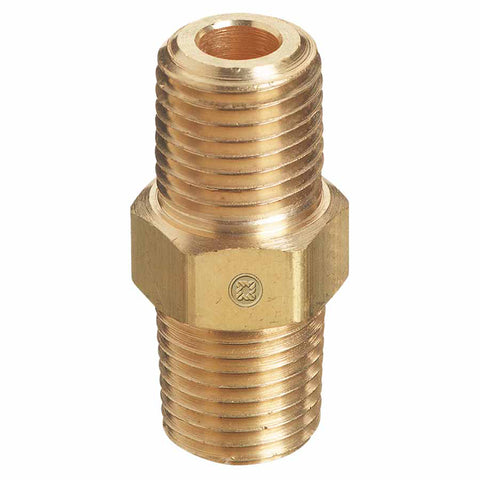 Pipe Thread Hex Nipple, 3000 psi, Brass, 1/4 in NPT Male 312-B-4HP