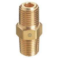 Pipe Thread Hex Nipple, 3,000 psig, Brass, 3/8 in NPT Male 312-B-6HP