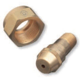 Regulator Inlet Nipple, Acetylene (B), 1/4 in (NPT), 1-3/4 in L, Brass, CGA-520 312-300-3